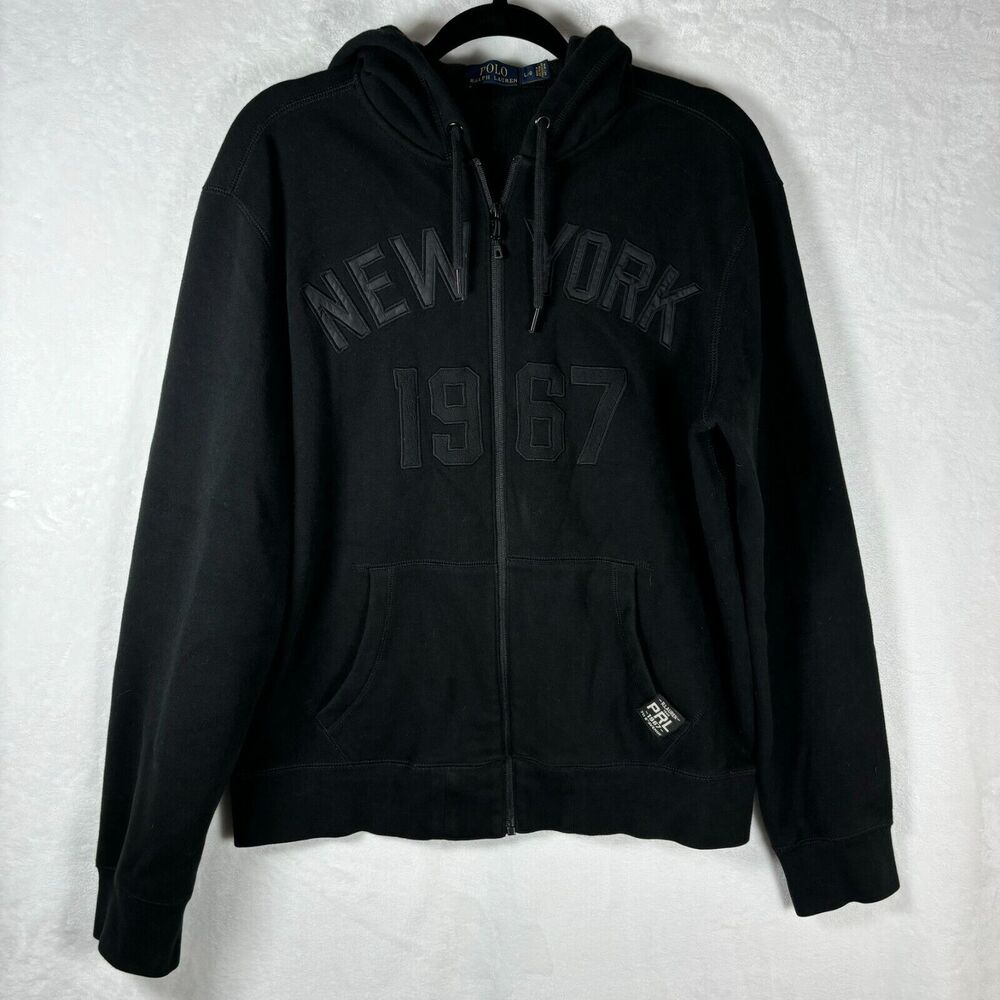RARE Polo Ralph Lauren Hoodie Men's Large NEW YORK 1967 711 5th Avenue Full Zip